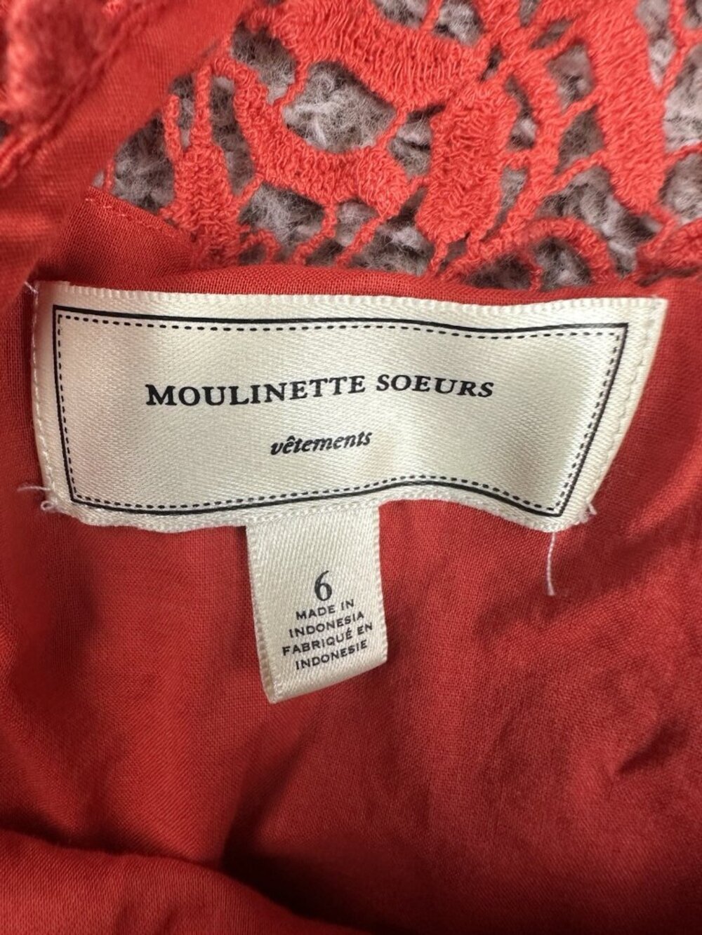 Anthro Moulinette Soeurs Melora Sweet Enticement Dress Womens Size 6 Red-Orange - Picture 10 of 15